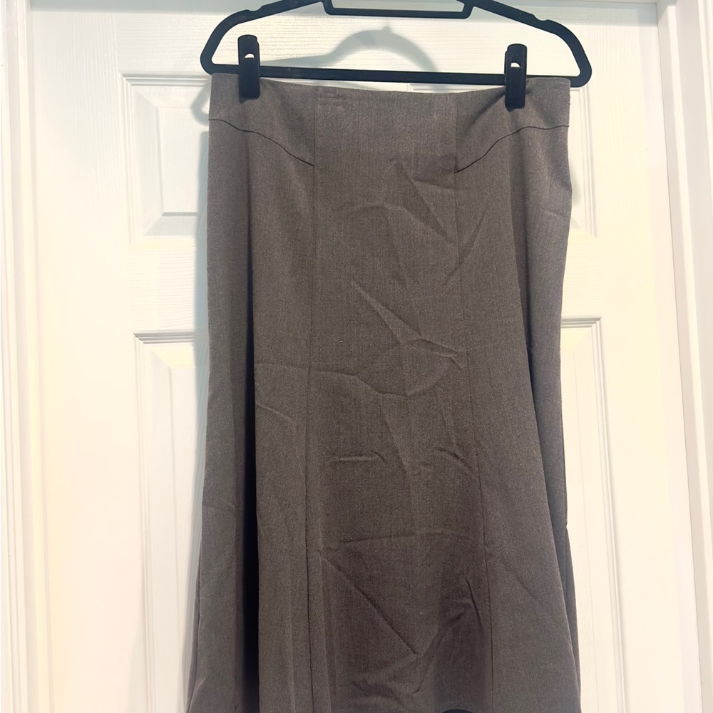 Gray Midi A-Line Skirt for Work